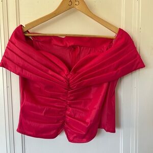 hot pink 1950’s sweetheart neckline cropped blouse